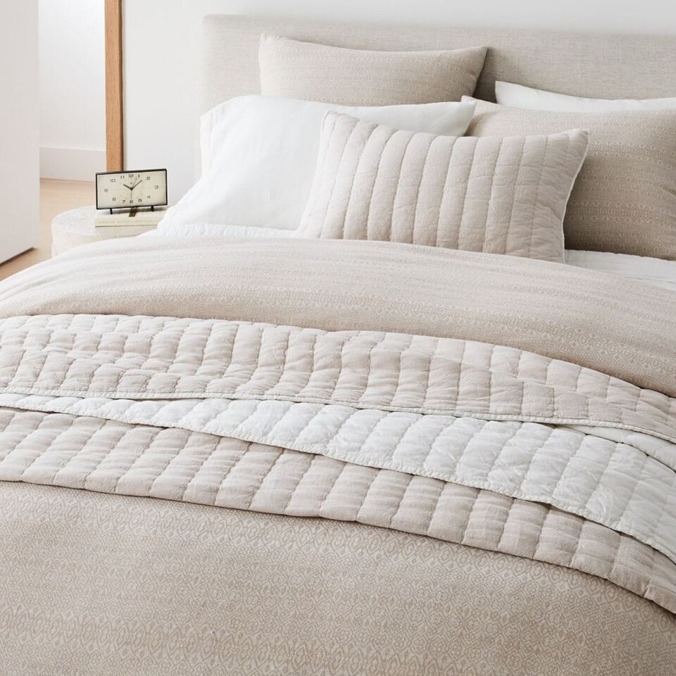 European Flax Linen Cotton Pick Stitch Quilt & Shams West Elm UK